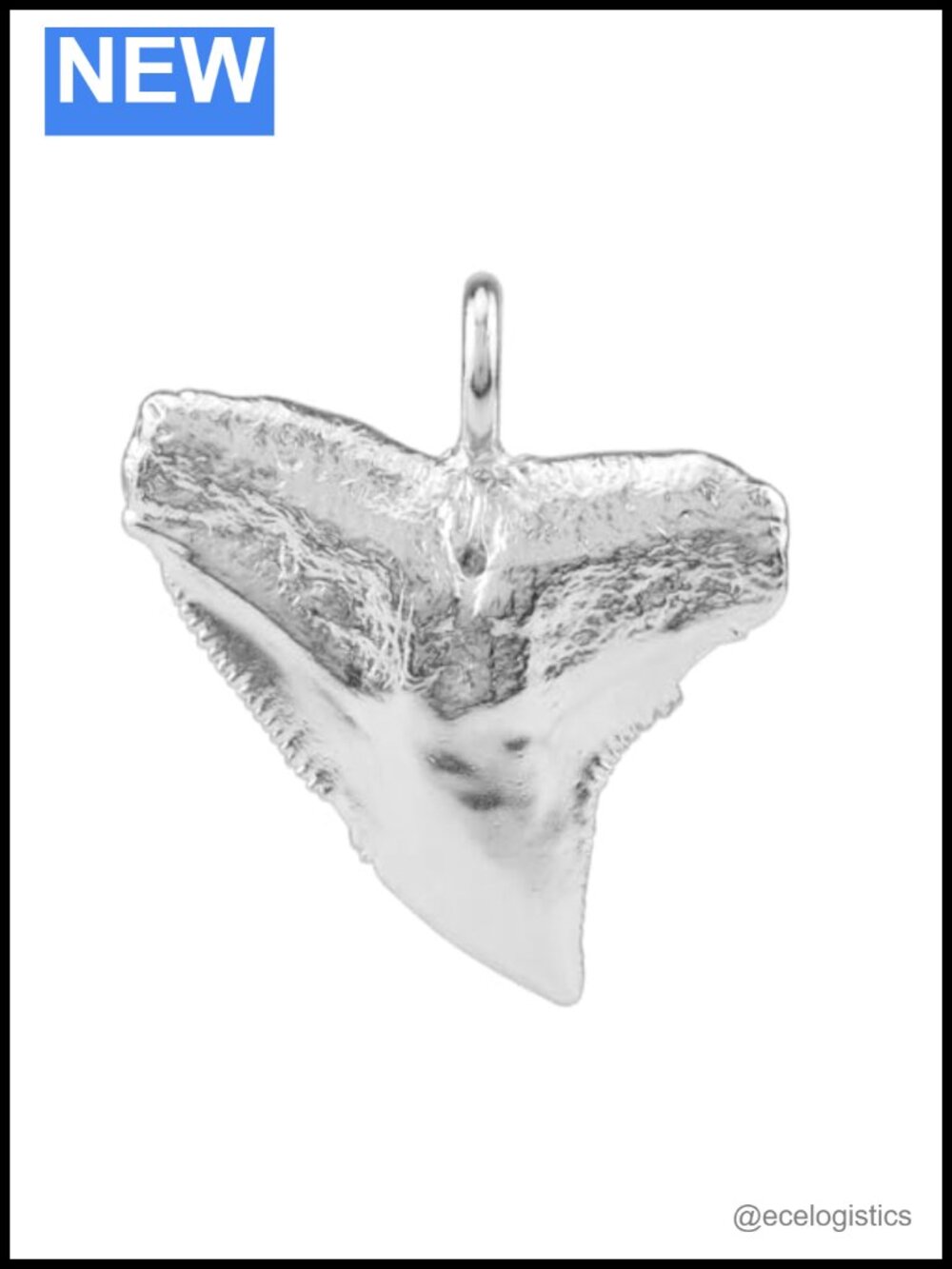 925 Sterling Silver Bull Shark Tooth Sealife Pendant for Unisex